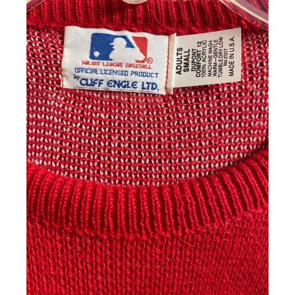 Vintage MLB Cincinnati Reds Cliff Engle Frookie Cookie Red Sweater Adult Small - Picture 8 of 8